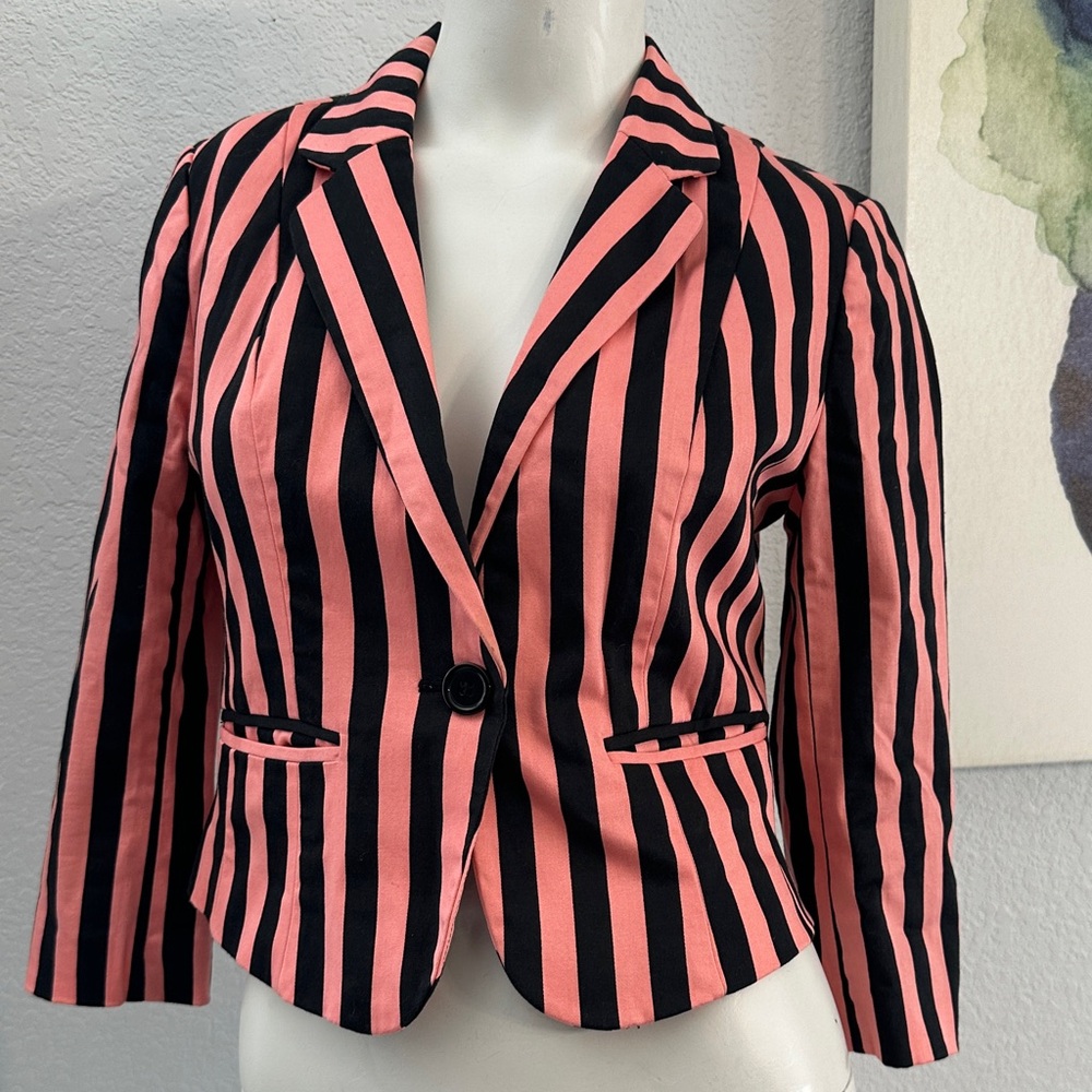 Forever 21 Black and Pink Striped Blazer